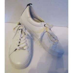 Tommy Hilfiger Twlamzey-C Sneakers White Faux Leather Shoes Lace Up Womens 8